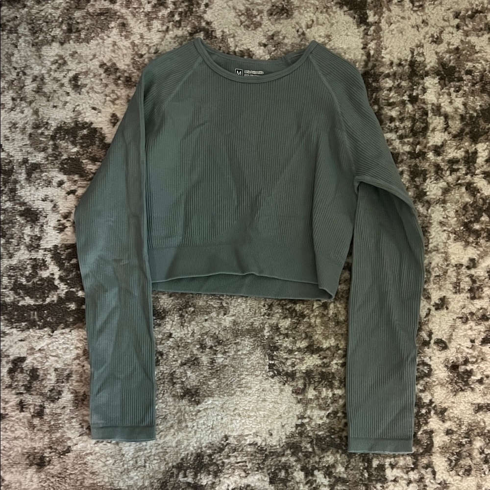 Women's Long Sleeve Ribbed Top - Gray
